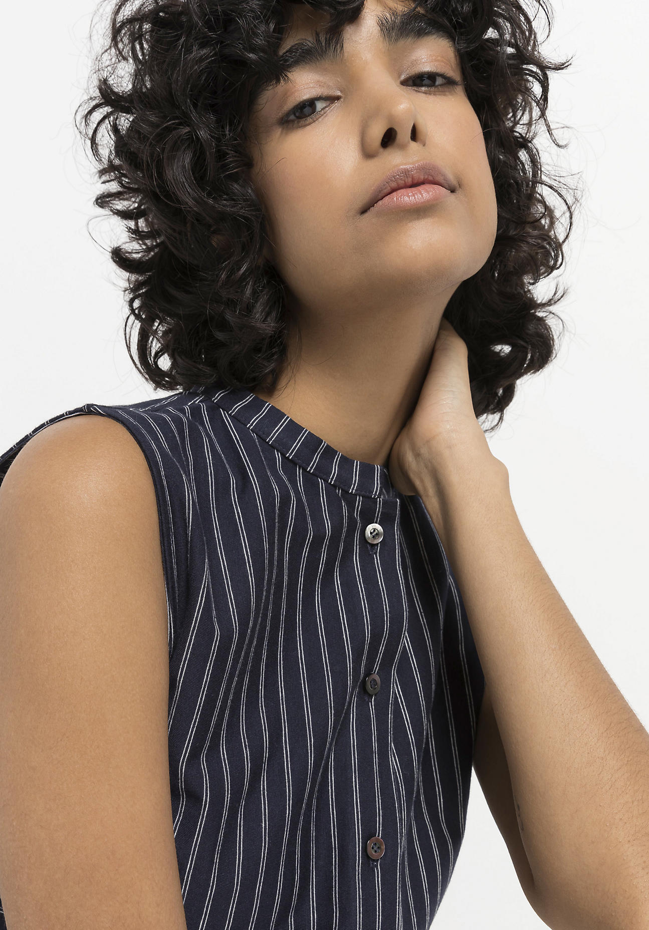 Damen Jersey-Bluse aus Bio-Baumwolle - blau Grösse48