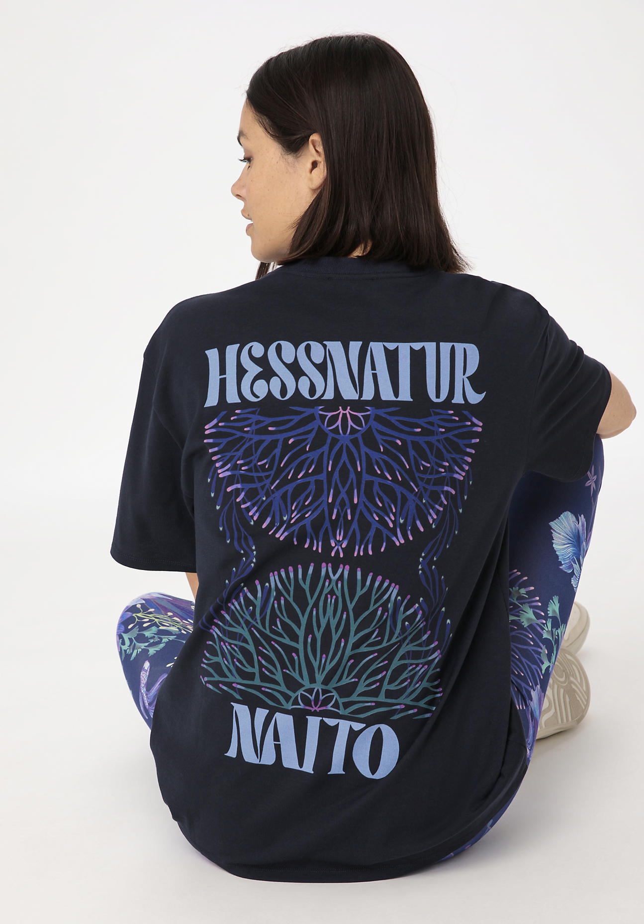hessnatur Damen NAITO X HESSNATUR Heavy T-Shirt Relaxed aus Bio-Baumwolle - blau Grösse40