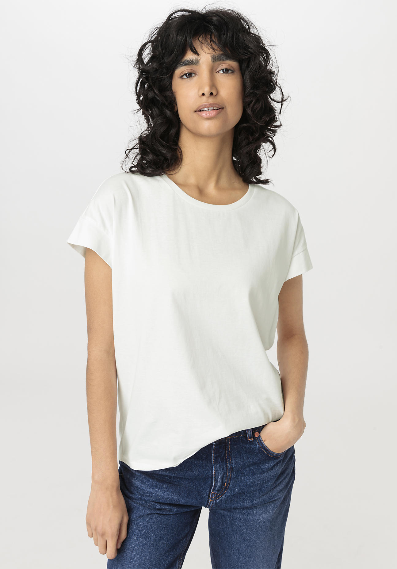 hessnatur Damen Shirt Relaxed aus Bio-Baumwolle - weiß Grösse46