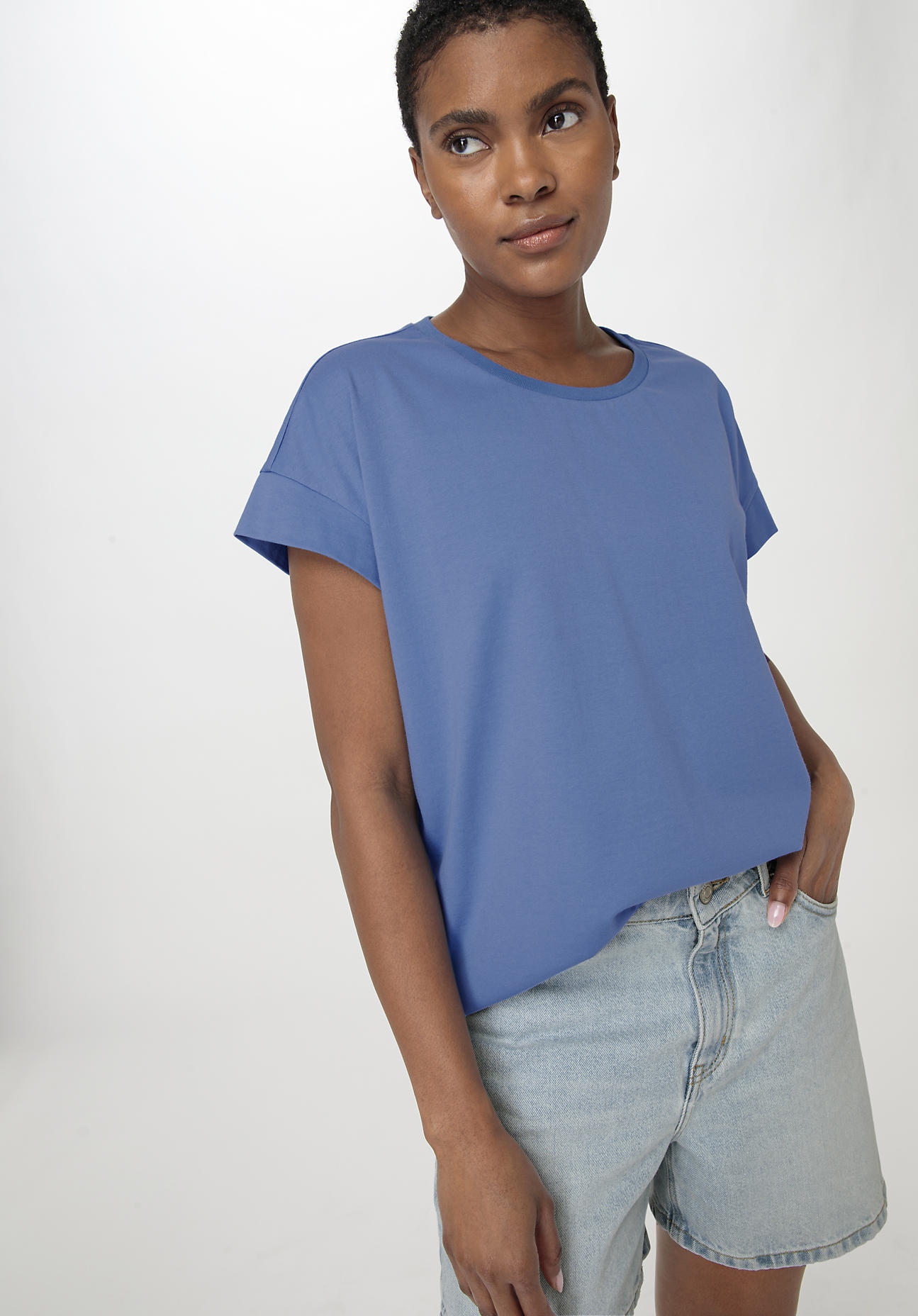 hessnatur Damen Shirt Relaxed aus Bio-Baumwolle - blau Grösse40
