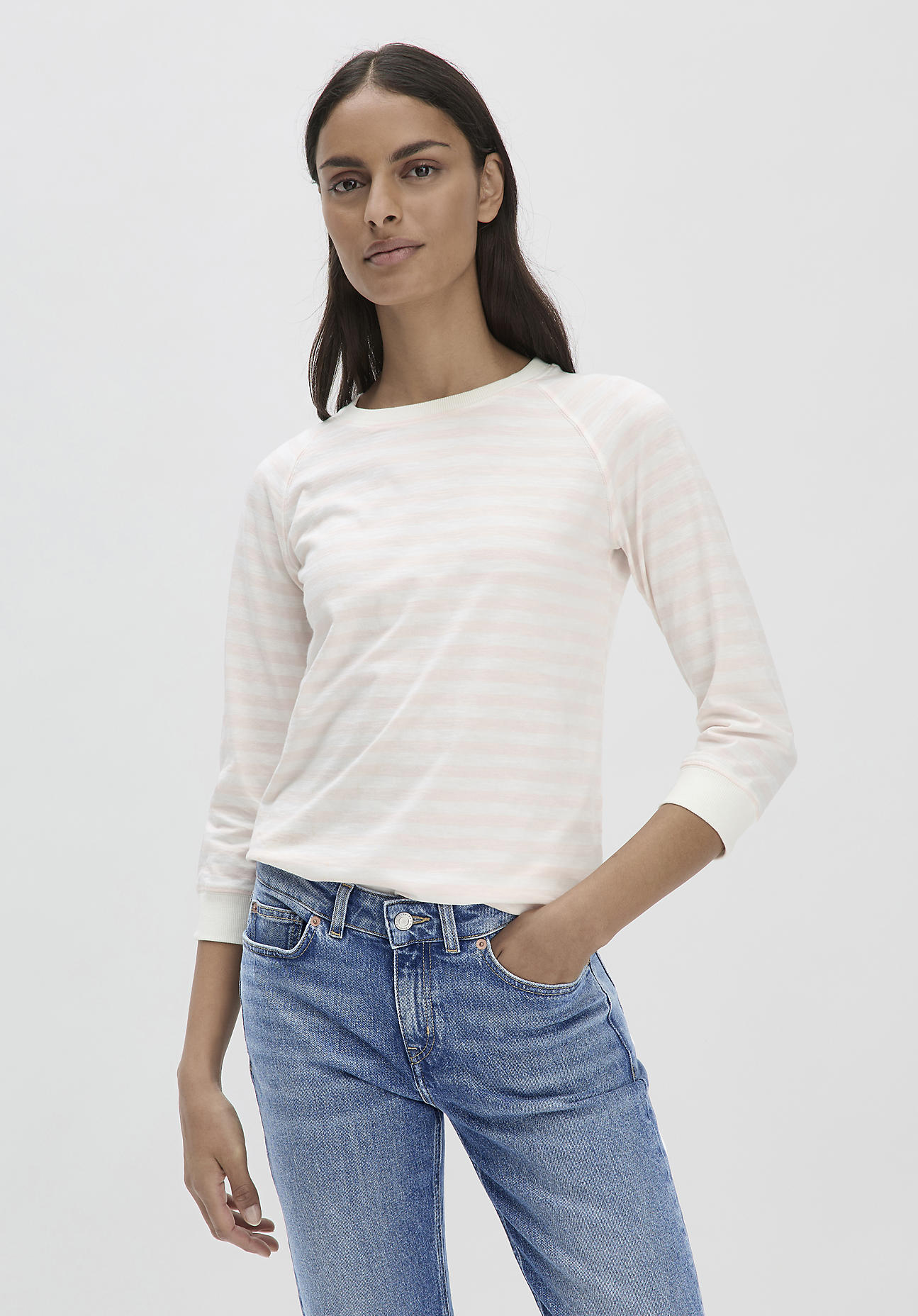 hessnatur Damen Slub Shirt Streifen Regular aus Bio-Baumwolle - lila Grösse36