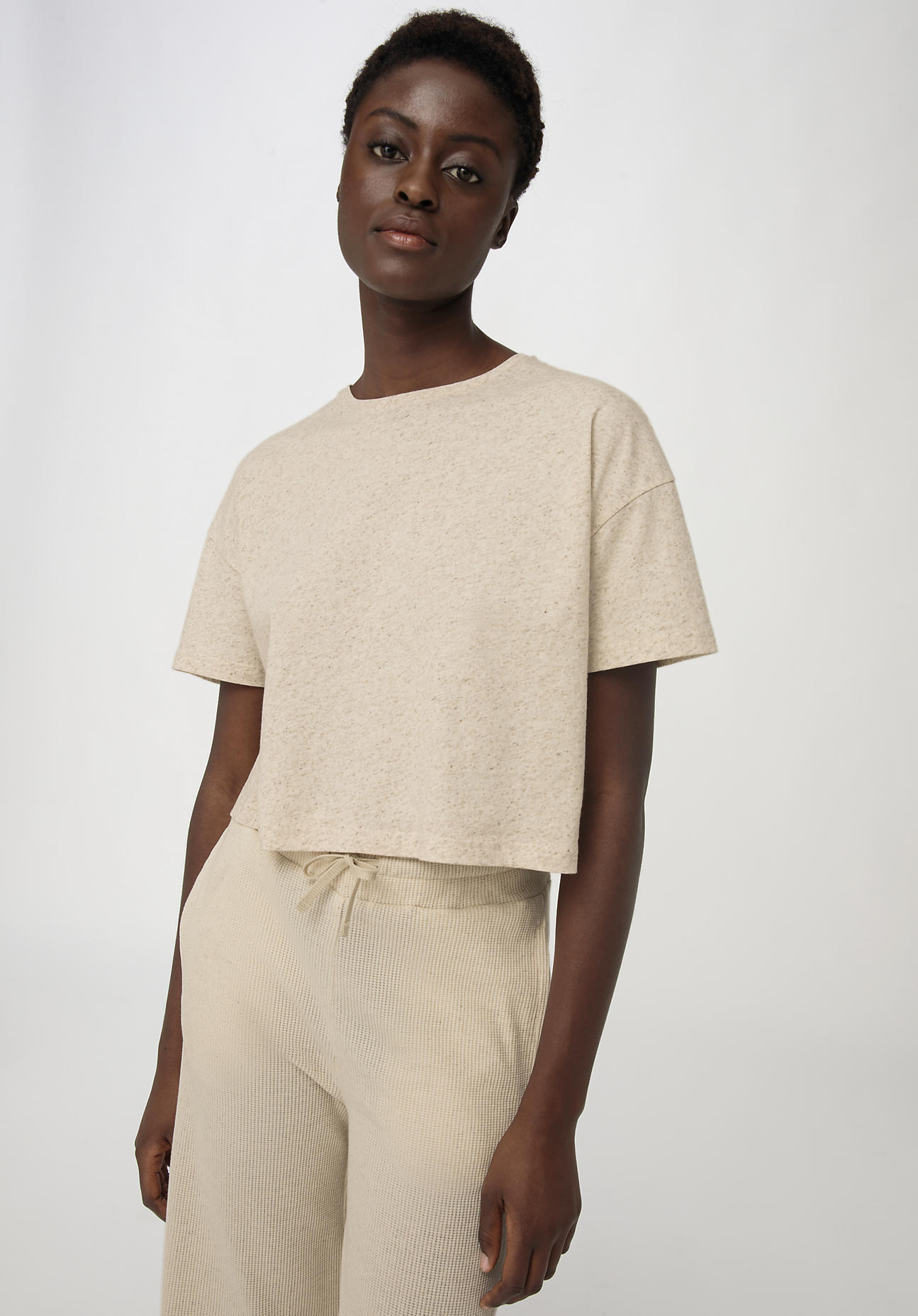 hessnatur Damen T-Shirt aus Bio-Baumwolle mit Hanf - naturfarben Grösse48