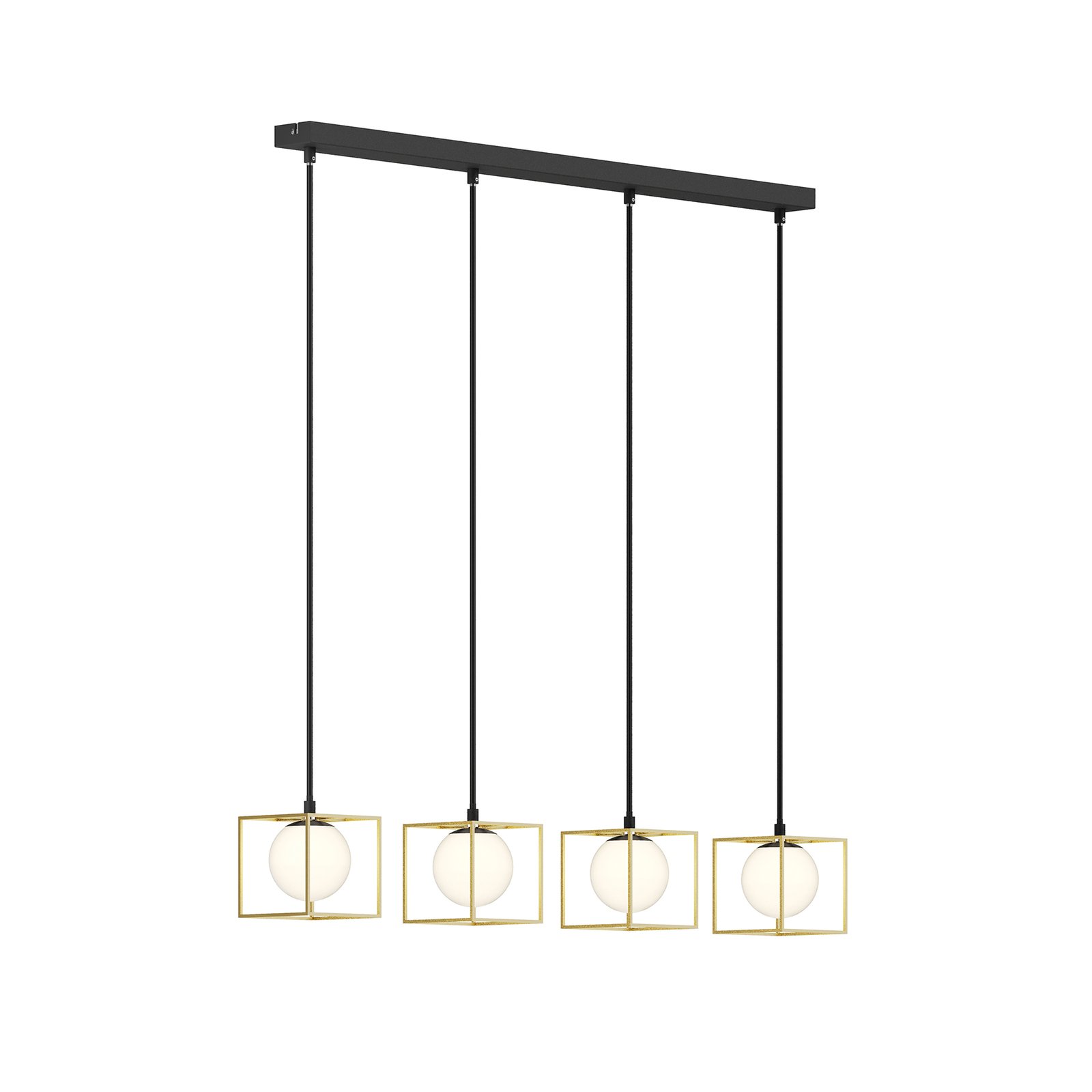 Hängeleuchte Aloam mit Käfig und Glaskugeln, 4-fl.