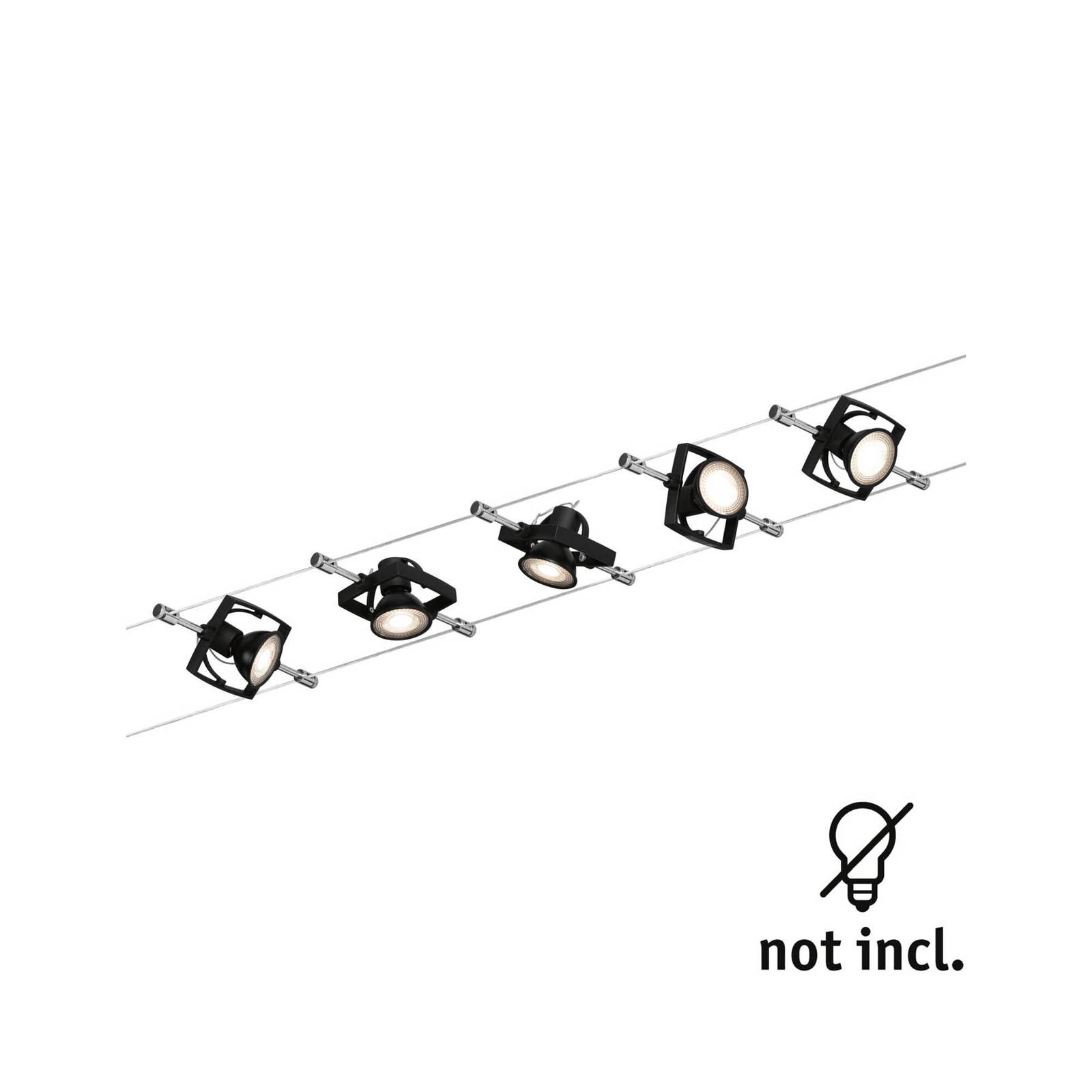 Paulmann Mac II Seilsystem, schwarz matt, 5 Spots