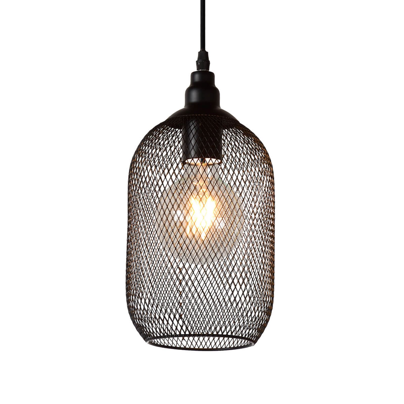 Schwarze Käfig-Hängeleuchte Mesh