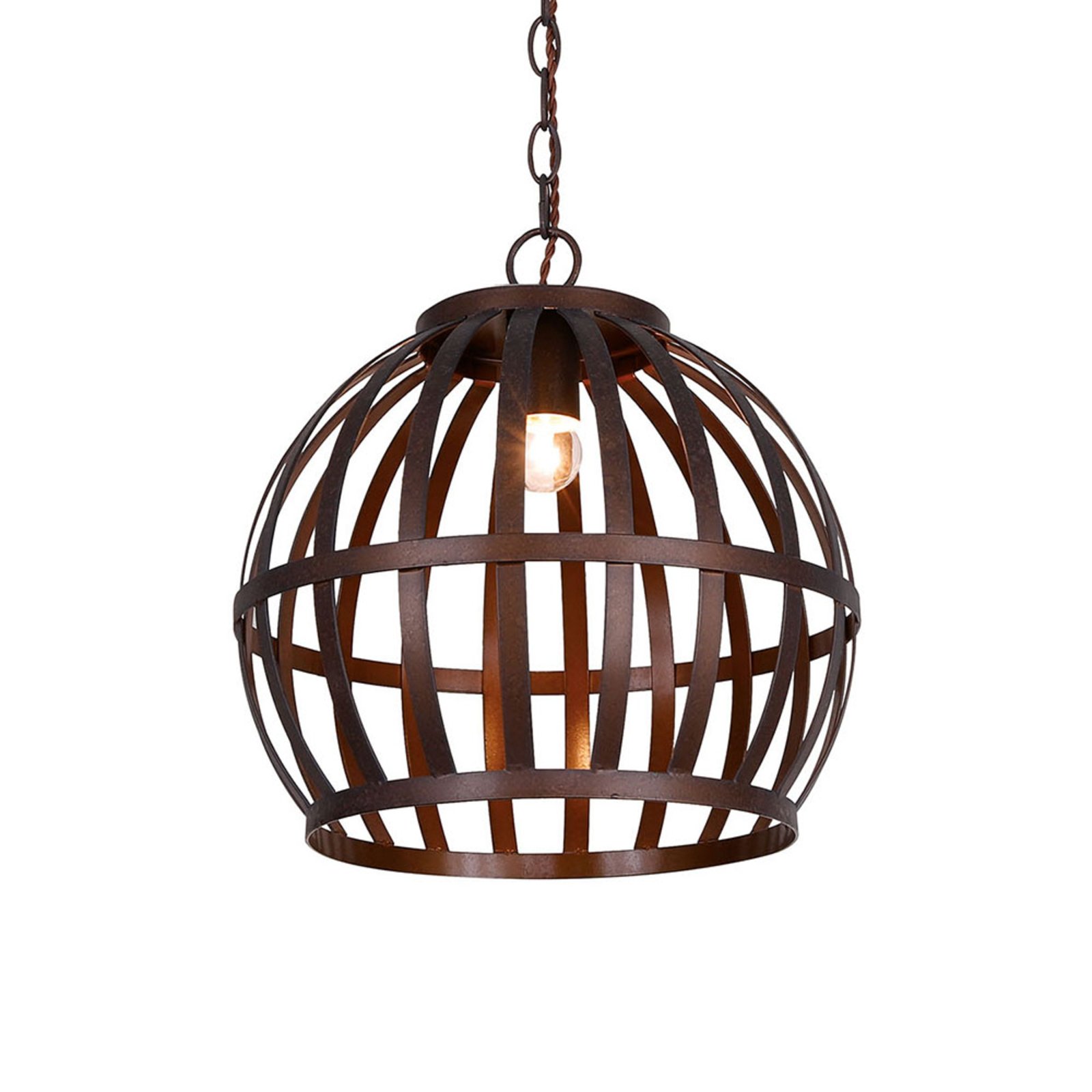 Hängeleuchte Ralph, Käfig-Design, braun, Ø 35 cm