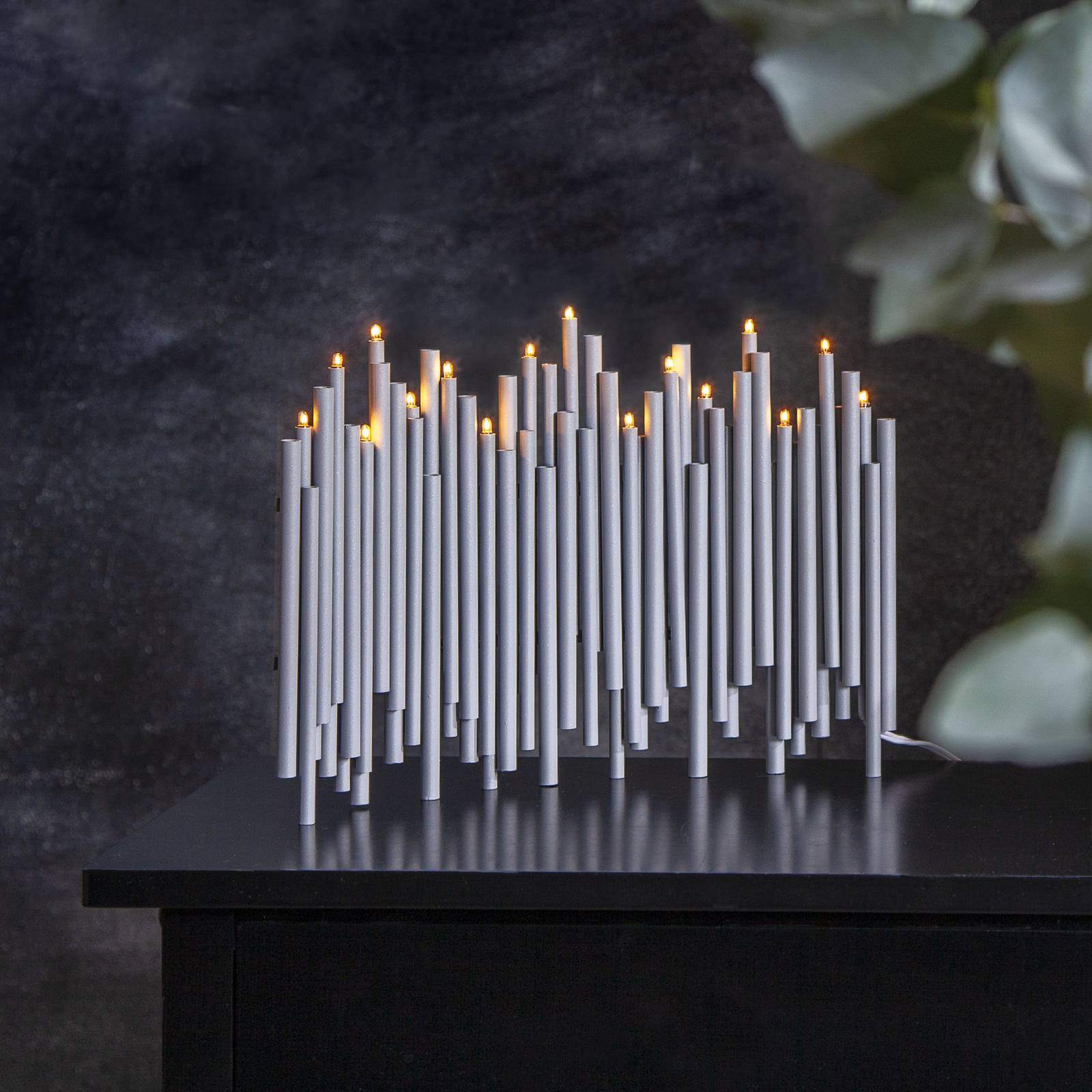 Kerzenleuchter Note, 16-flammig, grau
