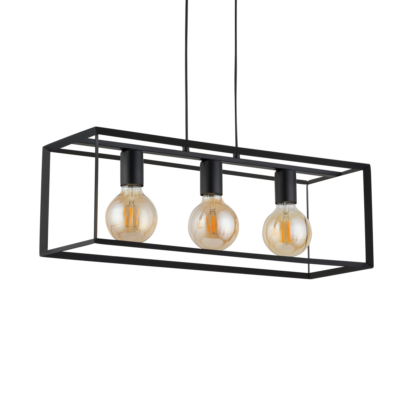 Pendelleuchte Cube 3 mit Qader-Käfig, dreiflammig