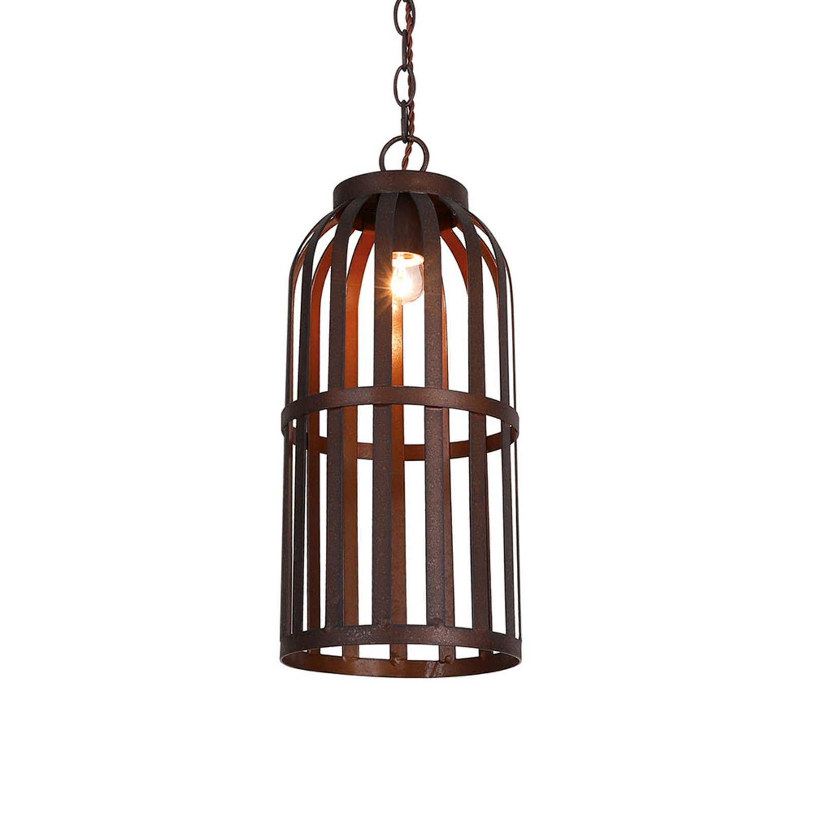 Hängeleuchte Ralph, Käfig-Design, braun, Ø 20 cm