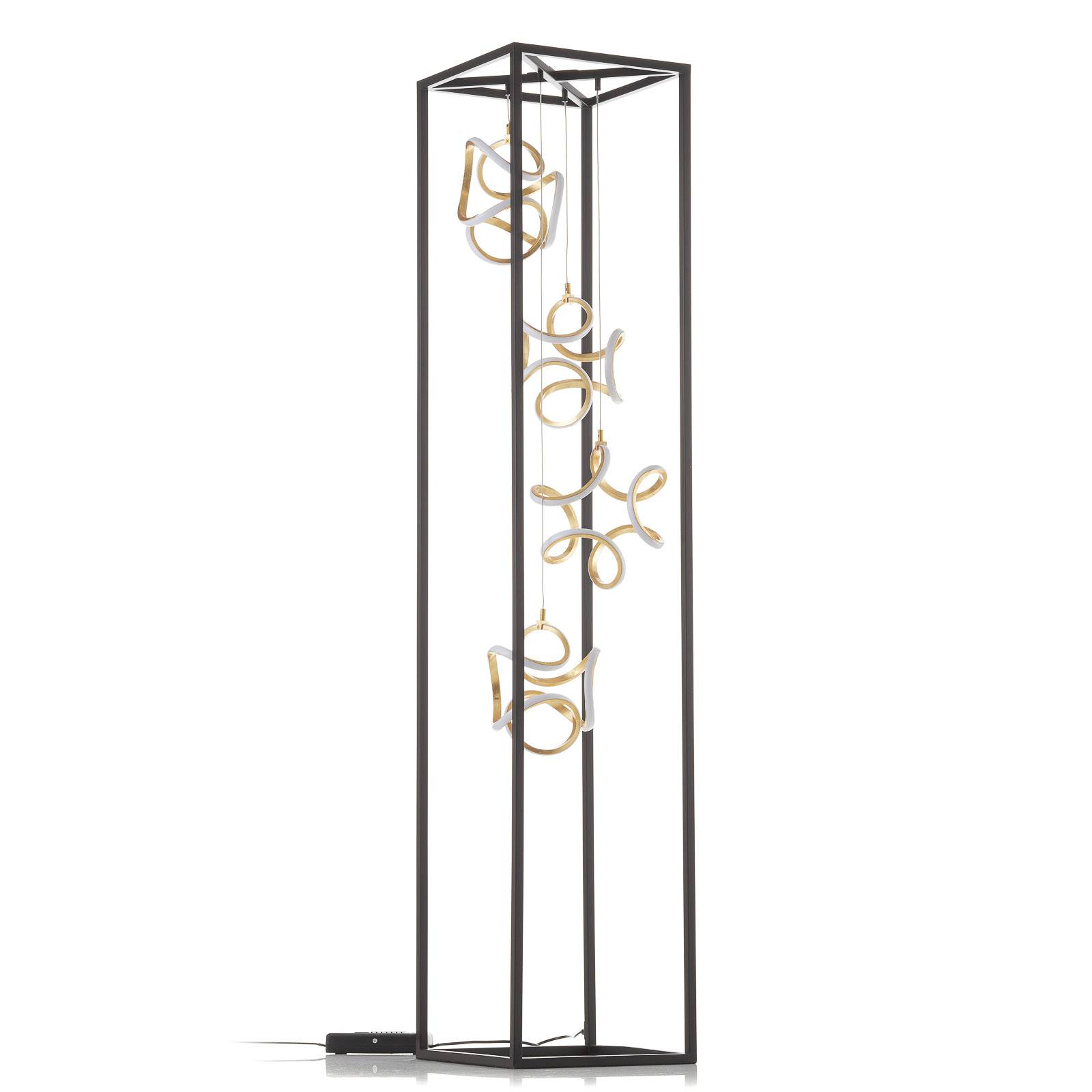 LED-Stehlampe Gesa mit 4 Lichtelementen im Käfig