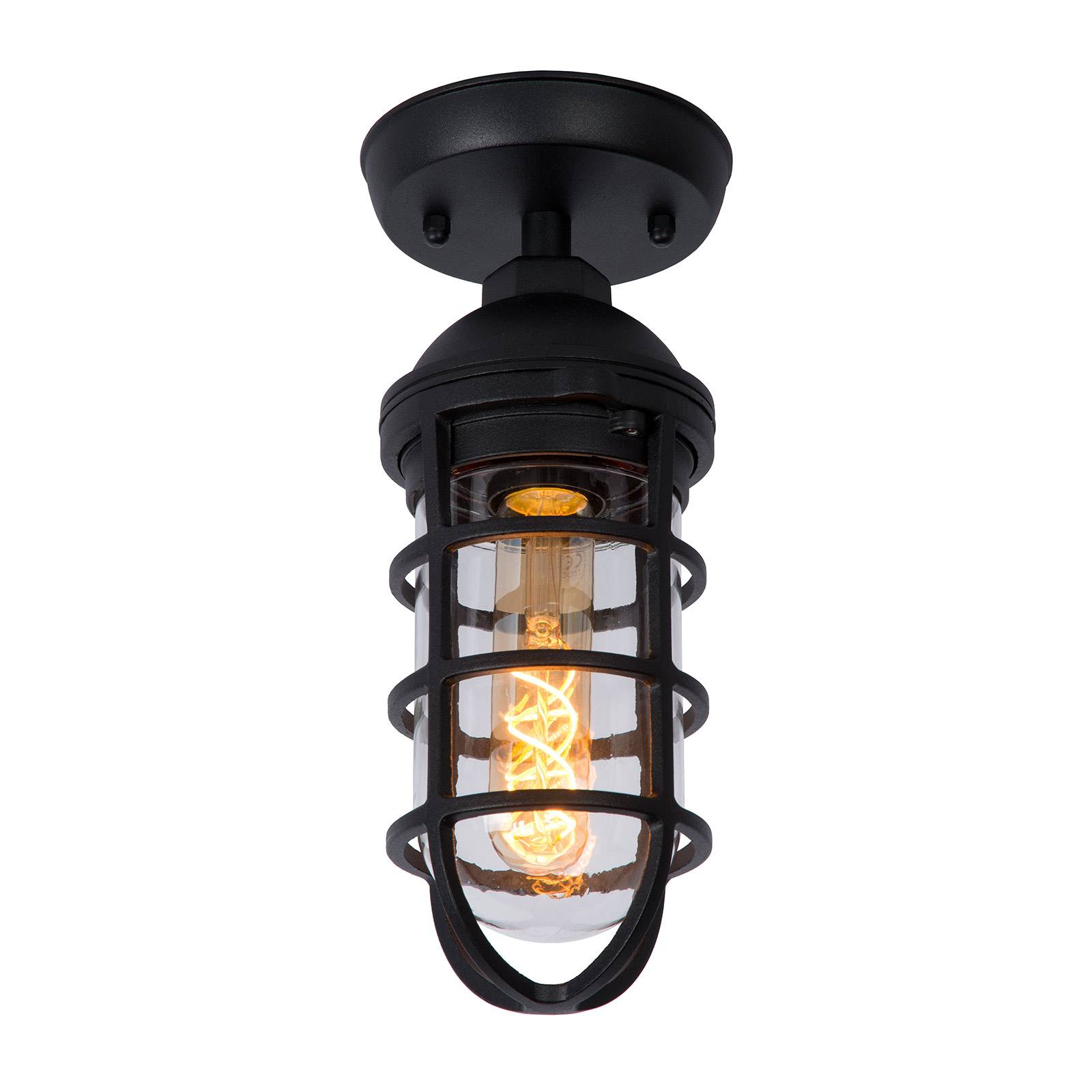 Außendeckenleuchte Limal mit schwarzem Käfig