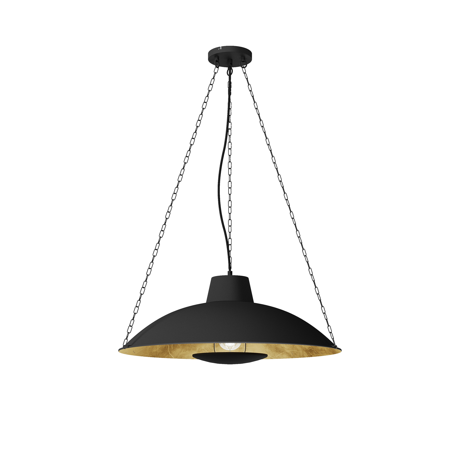 Lucande Kymra Hängeleuchte, schwarz-gold