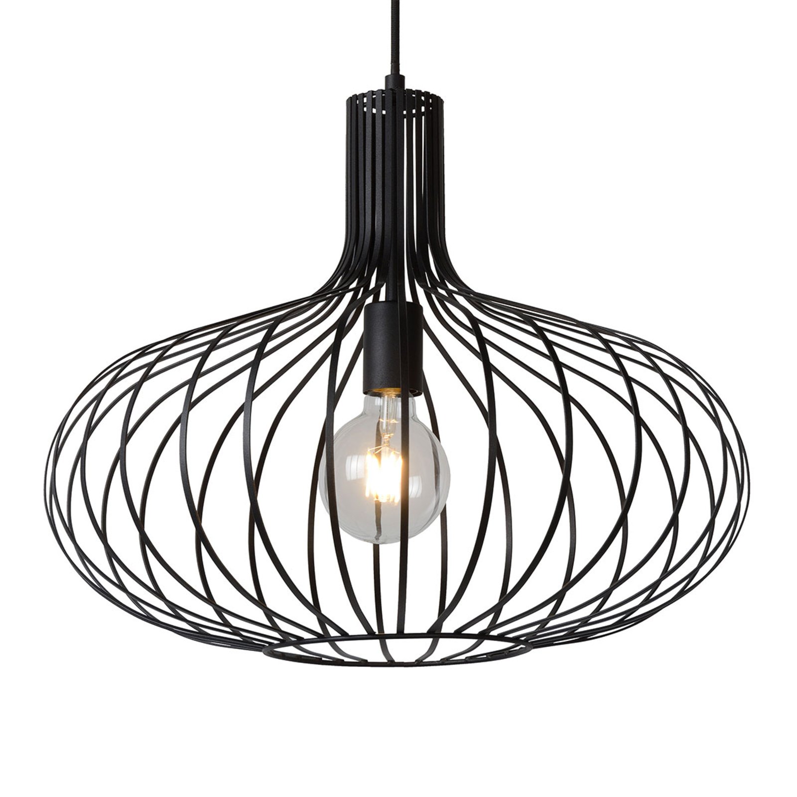 Käfig-Hängeleuchte Manuela in Schwarz, 50 cm