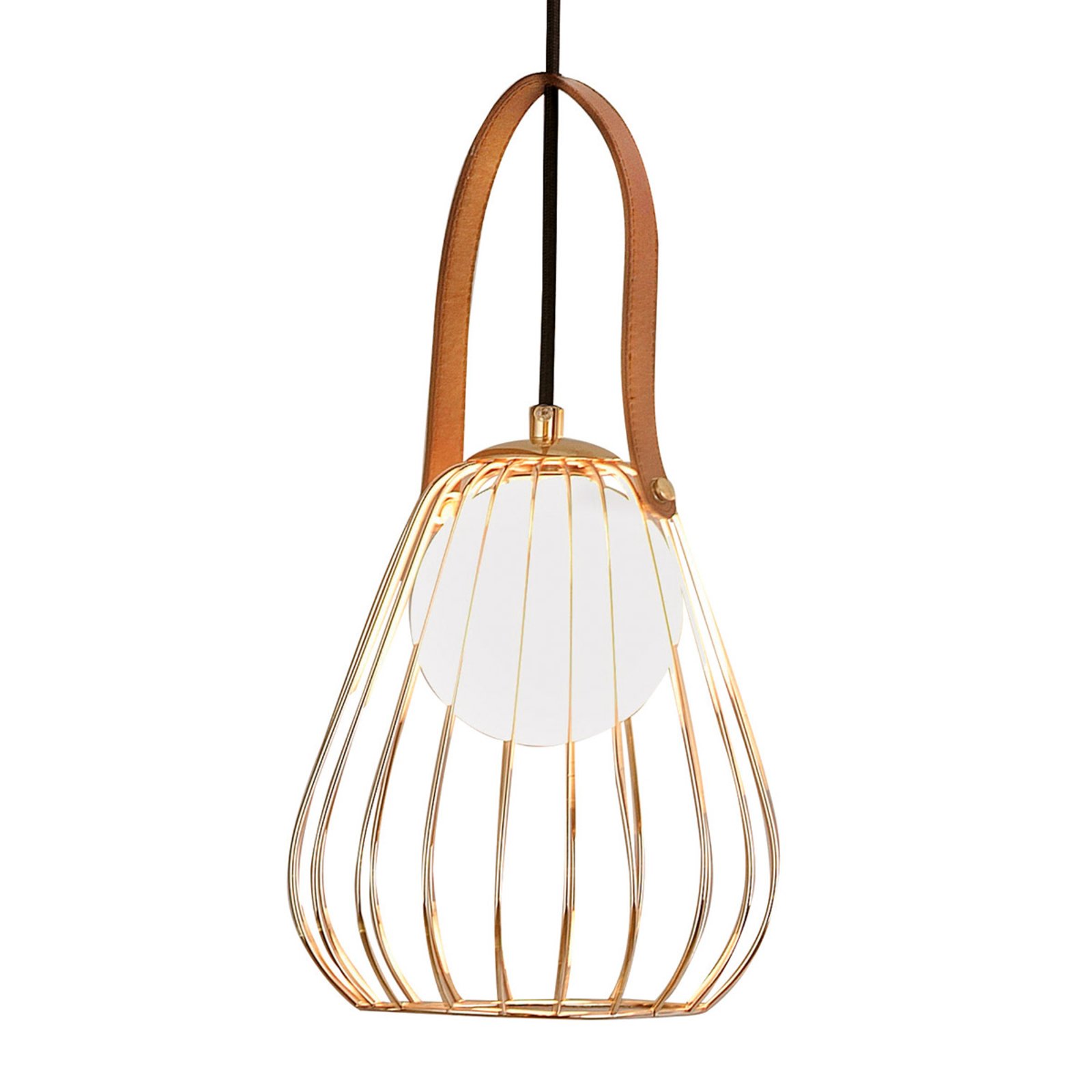 Pendelleuchte Levik mit goldenem Käfig Ø 18 cm