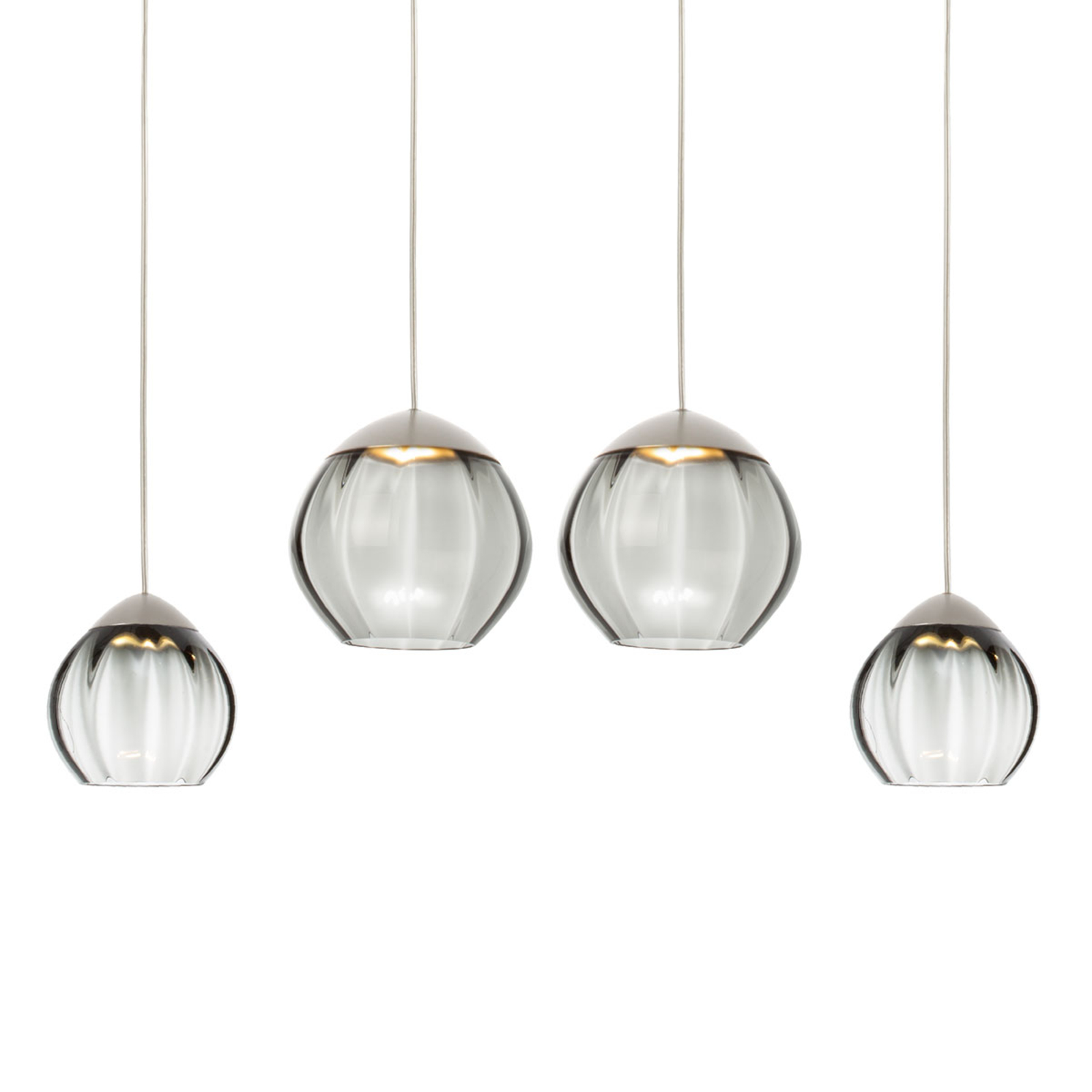 Vierflammige LED-Hängeleuchte Soft, Gläser schwarz