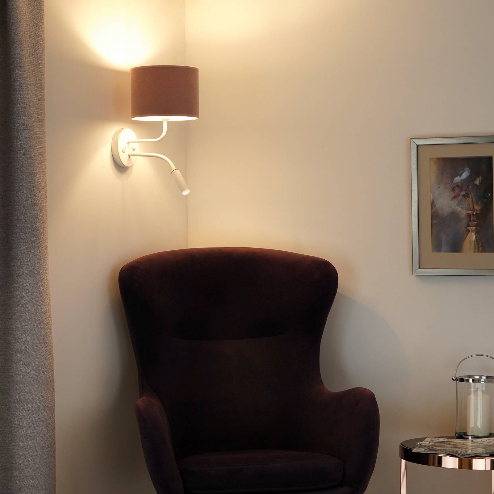 Wandleuchte Roller, Soro, weiß/rosa, Leselicht