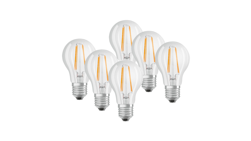 OSRAM 6er-Set 7-W-Filament-LED-Lampe E27, warmweiß, klar