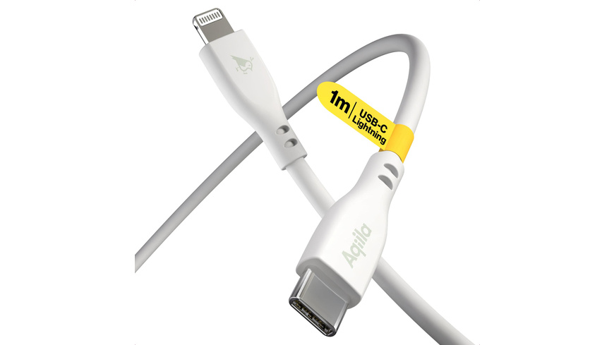 Aqiila Cablebird CS21 Sync-/ Ladekabel, 60W, Type-C auf Lightning, 1 m, Weiß