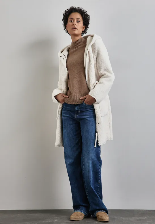 Teddy-Mantel mit Kapuze