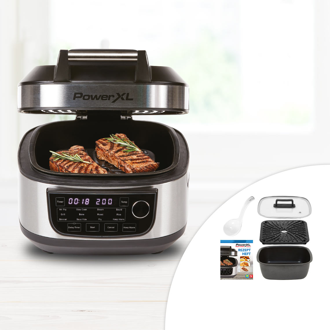 PowerXL MultiCooker 12in1 Multikocher inkl. Zubehör GRATIS