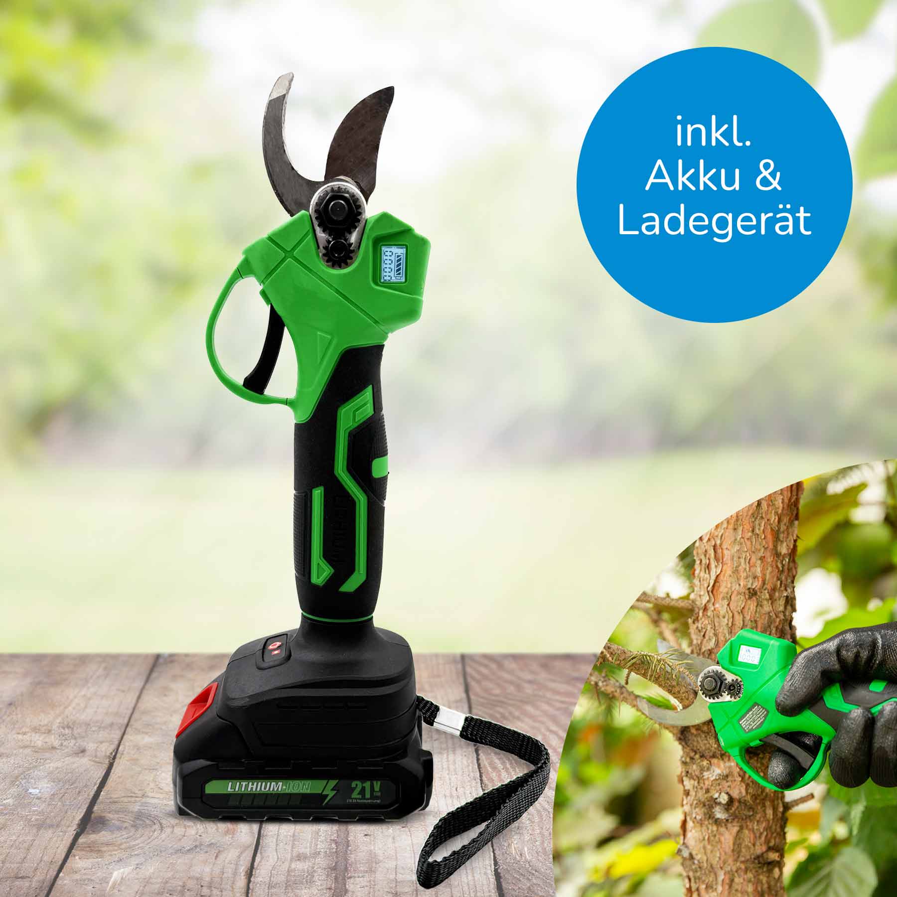 Hammersmith elektrische Gartenschere mit MultiBattery Akku & Ladegerät