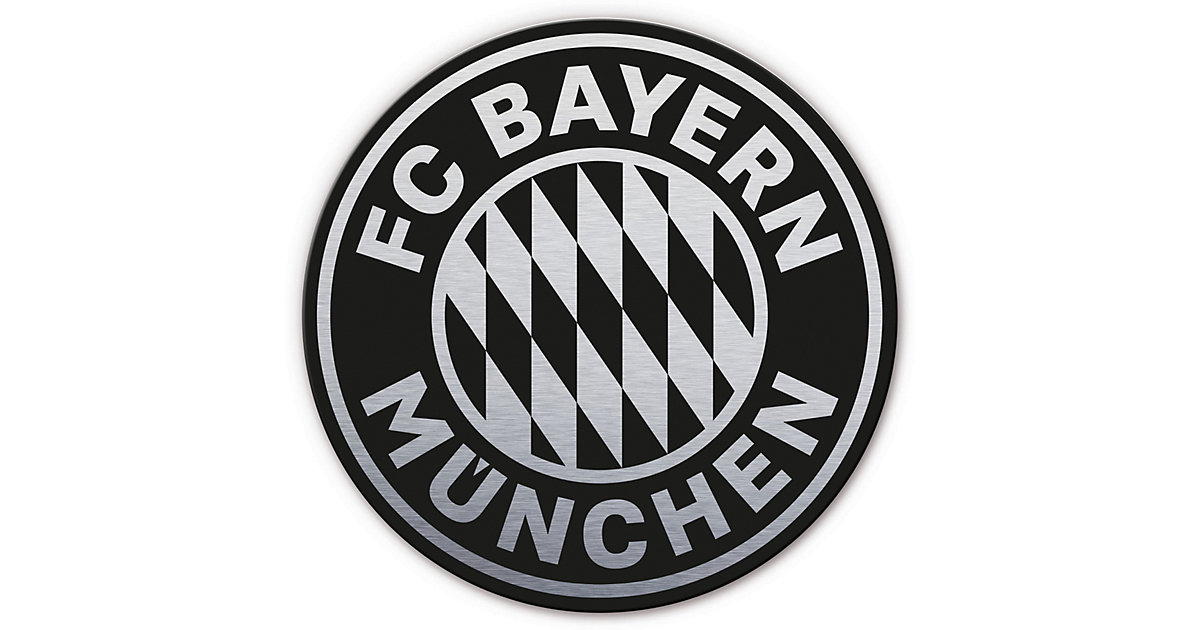 Alu-Dibond Fußball Metallbild FC Bayern München Logo silber, 70 cm schwarz