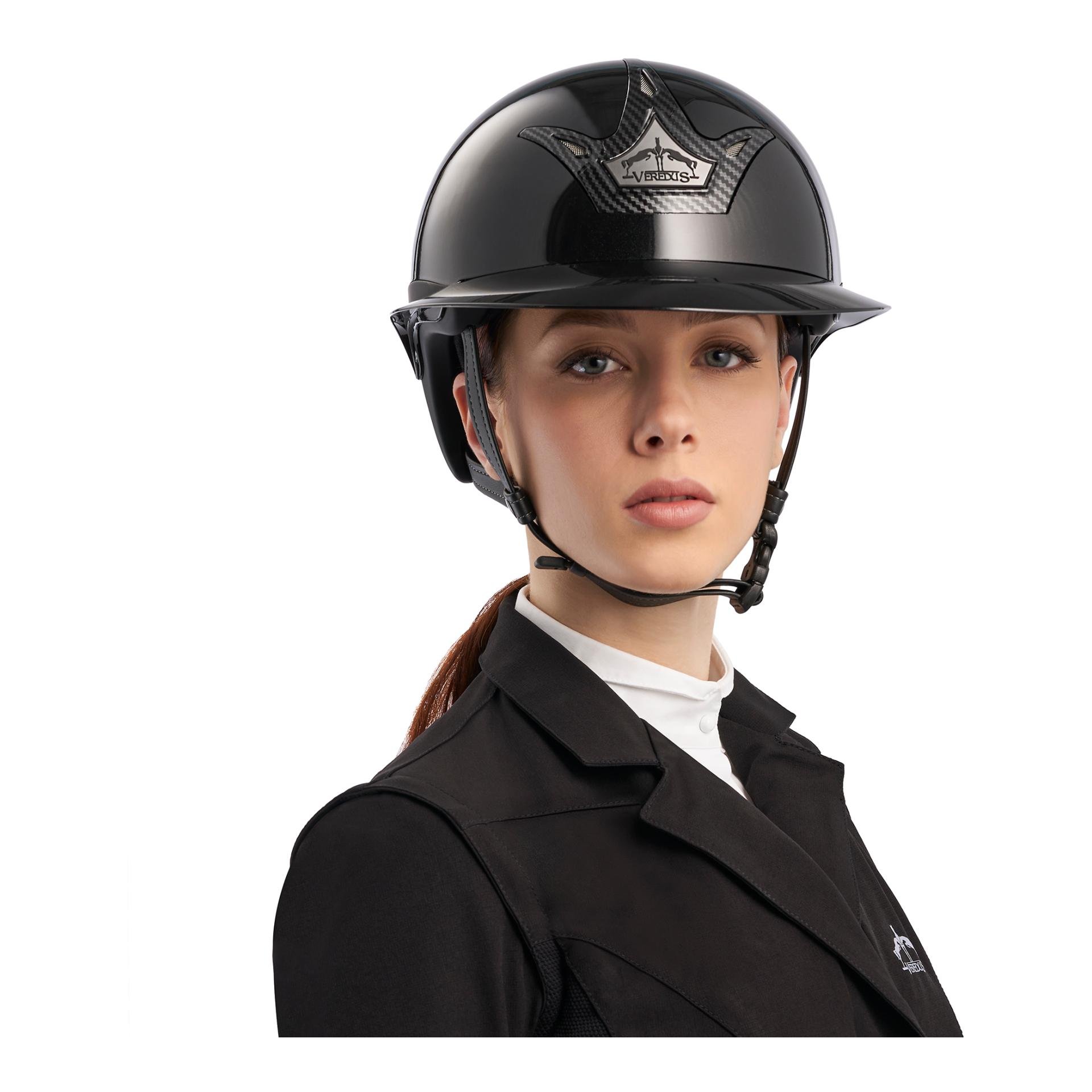 Veredus Reithelm Vita CARBON Gel Wide Visor Glossy - Black Glossy - Grösse Reithelm: 60 / L