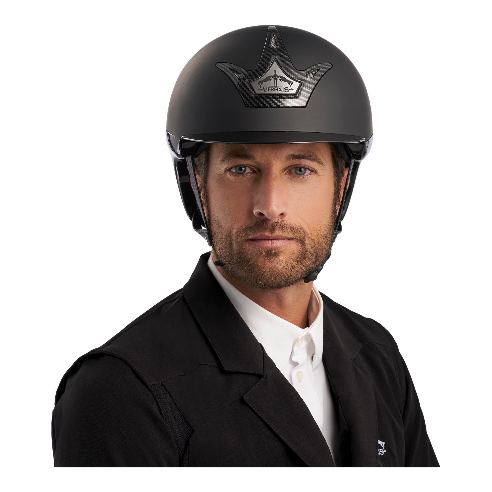 Veredus Reithelm Vita CARBON Gel Standard Visor Matt - Black Matte - Grösse Reithelm: 53 / M