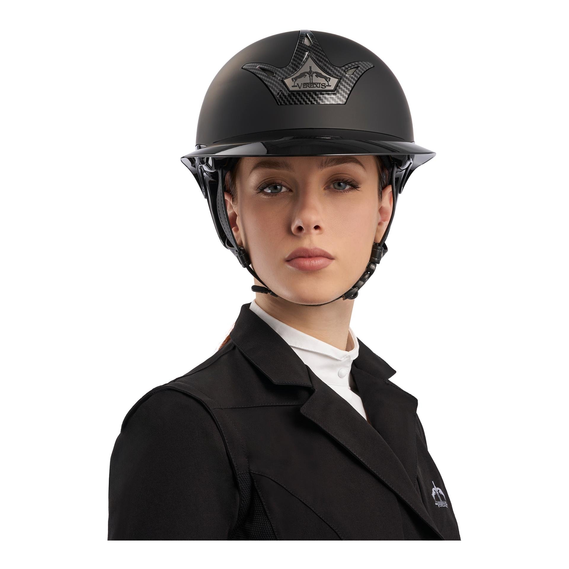 Veredus Reithelm Vita CARBON Gel Wide Visor Matt - Black Matte - Grösse Reithelm: 58 / M