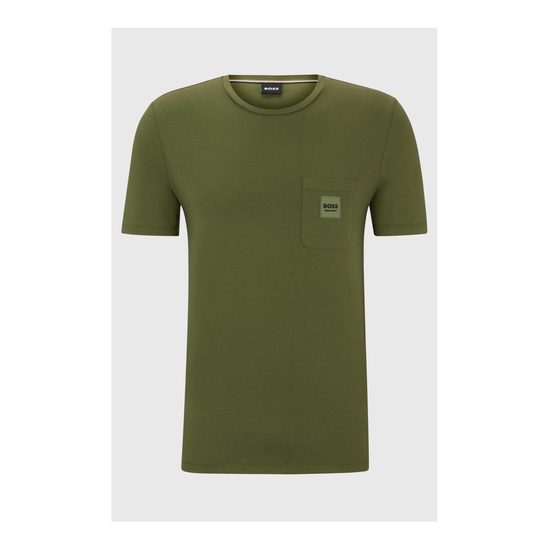 BOSS Equestrian T-Shirt Stan Pocket Herren - Olivine - Grösse Bekleidung Herren: L