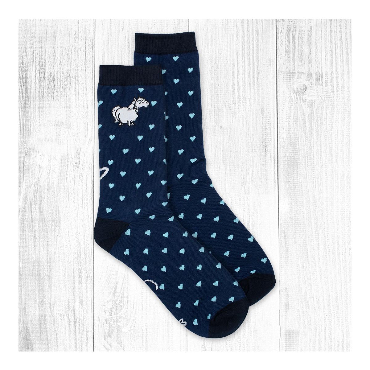 Soulhorse Socken Herzen Damen - Navy - Grösse Socken: 35-38