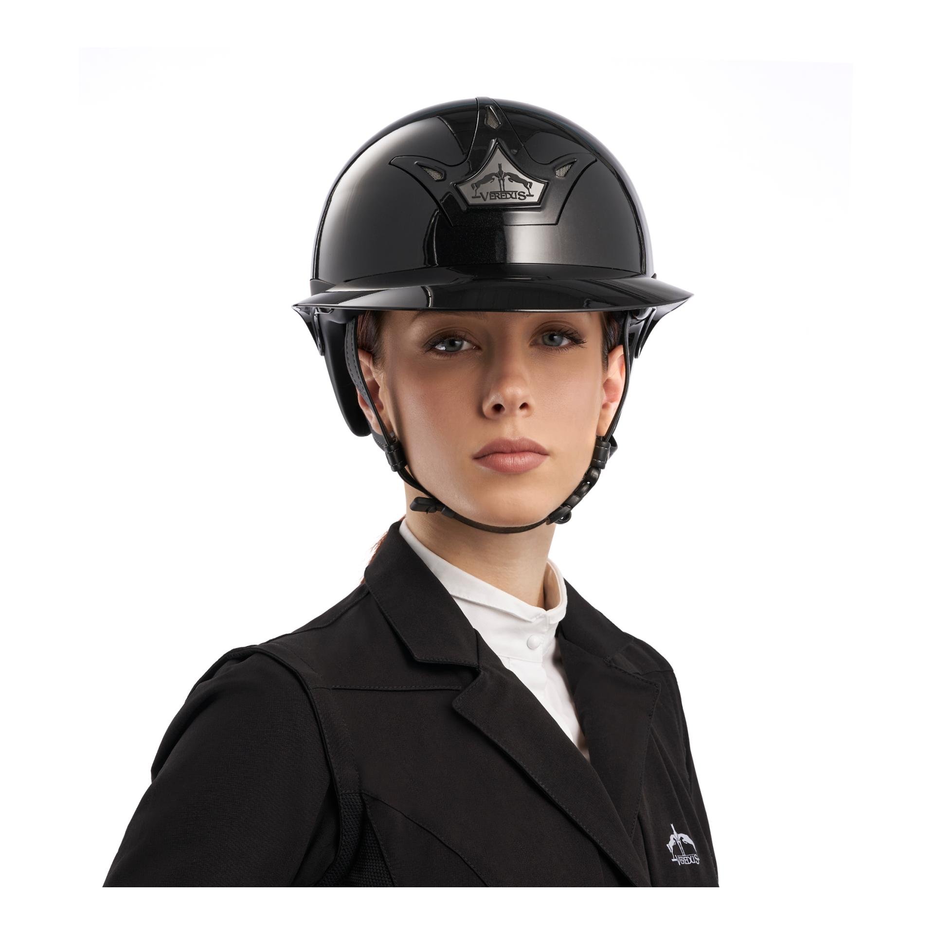 Veredus Reithelm Vita Wide Visor Glossy - Black Glossy - Farbe: Black Glossy, Grösse Reithelm: 56 / M