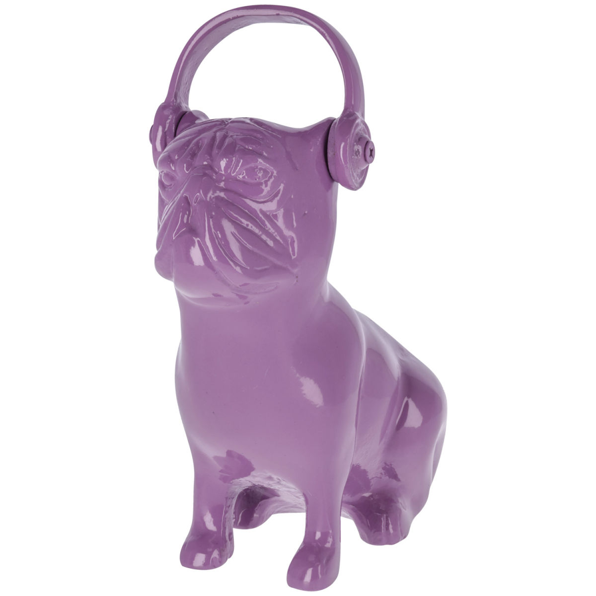 Deko-Hund Bully mit Kopfhörer; 25.5x29.5x12.75 cm (BxHxT); lila