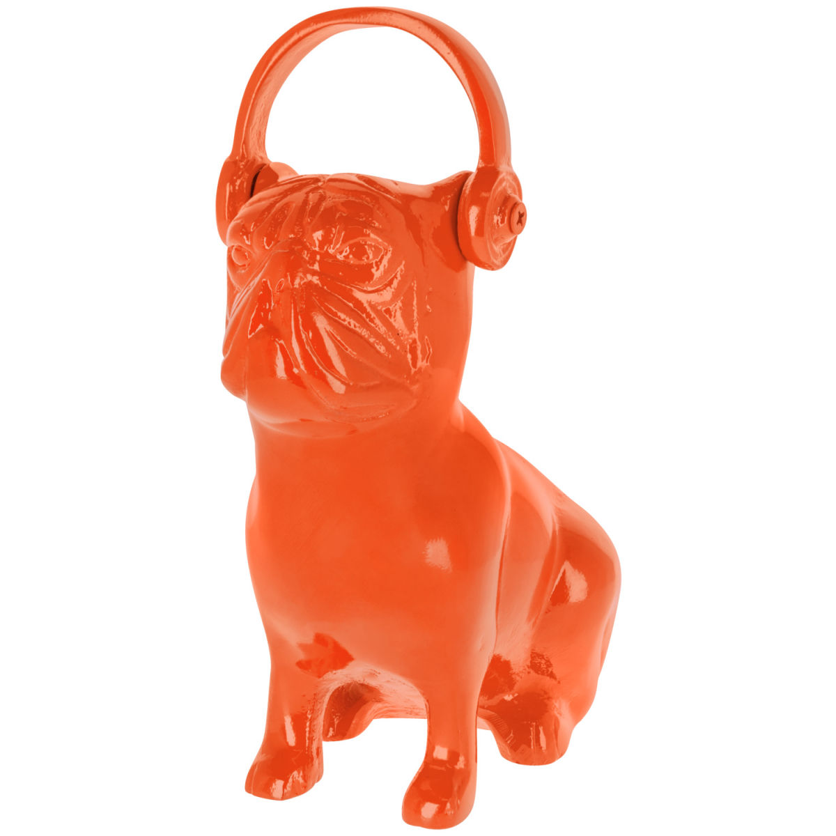 Deko-Hund Bully mit Kopfhörer; 25.5x29.5x12.75 cm (BxHxT); orange