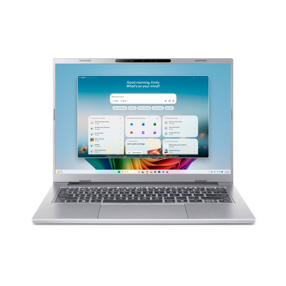 Acer Aspire 14 AI A14-A71M, Ultrabook/Laptop, 14' WUXGA 120Hz, AMD Ryzen AI 7 445, 16GB RAM, 512GB SSD, Radeon 840M, Windows 11 Home, Schweizerdeutsch Keyboard, Silber