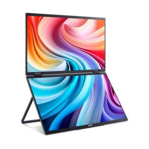 Acer PD3, Dualer faltbarer tragbarer Monitor, PD163Q, 15,6 Zoll Full HD 2 x 1920 x 1080, IPS, 250 cd/m², Schwarz