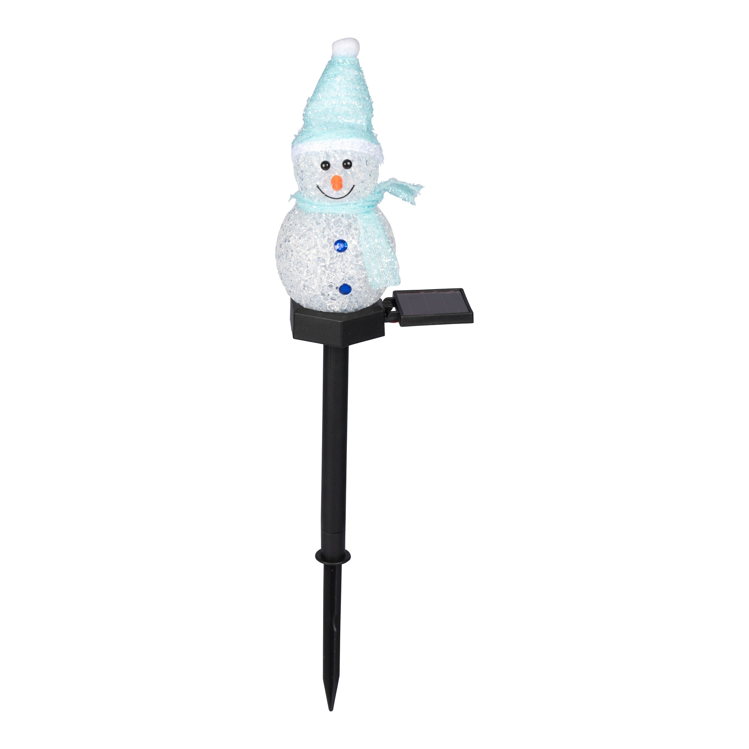 Solar-Gartenstecker „Schneemann“, blau