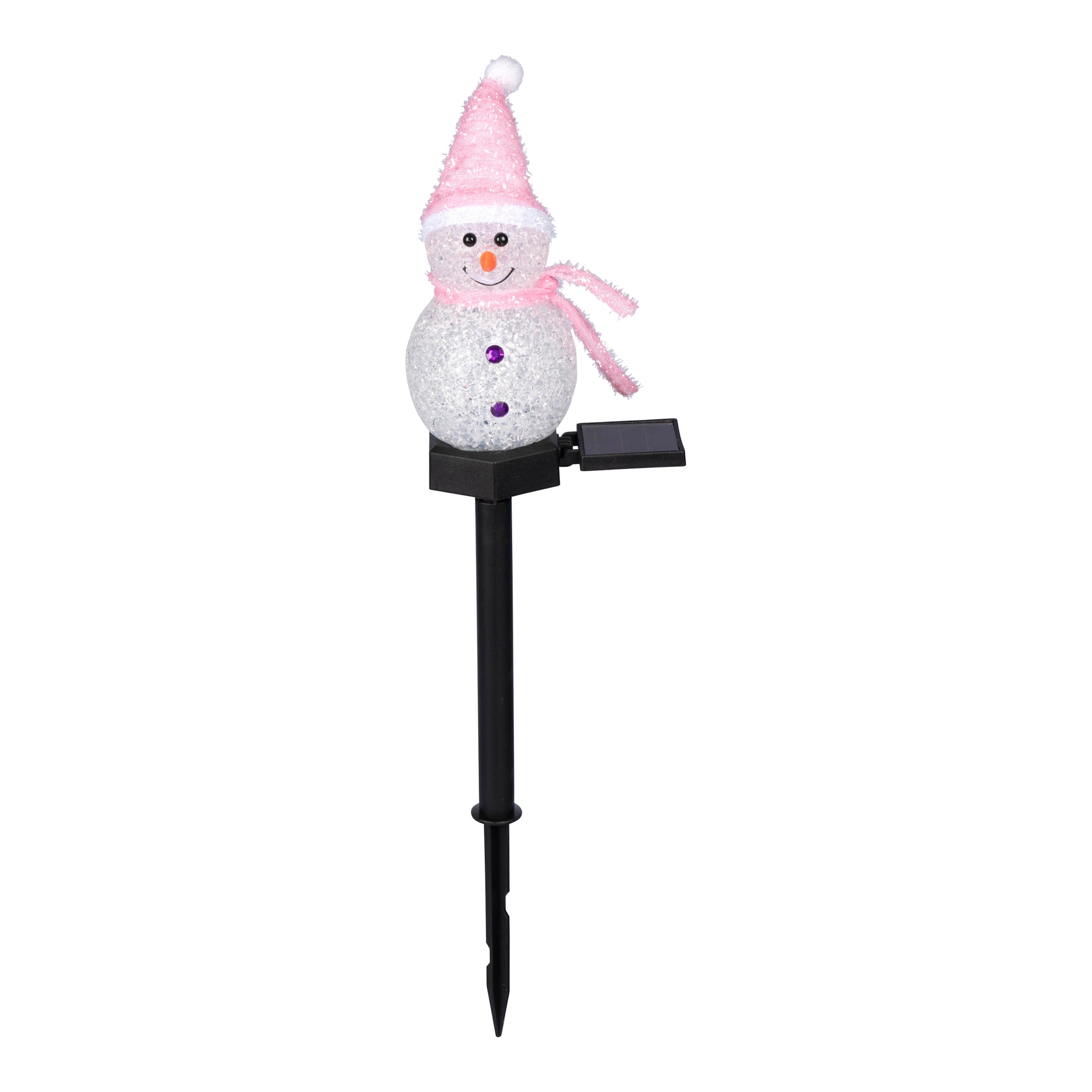 Solar-Gartenstecker „Schneemann“, rosa