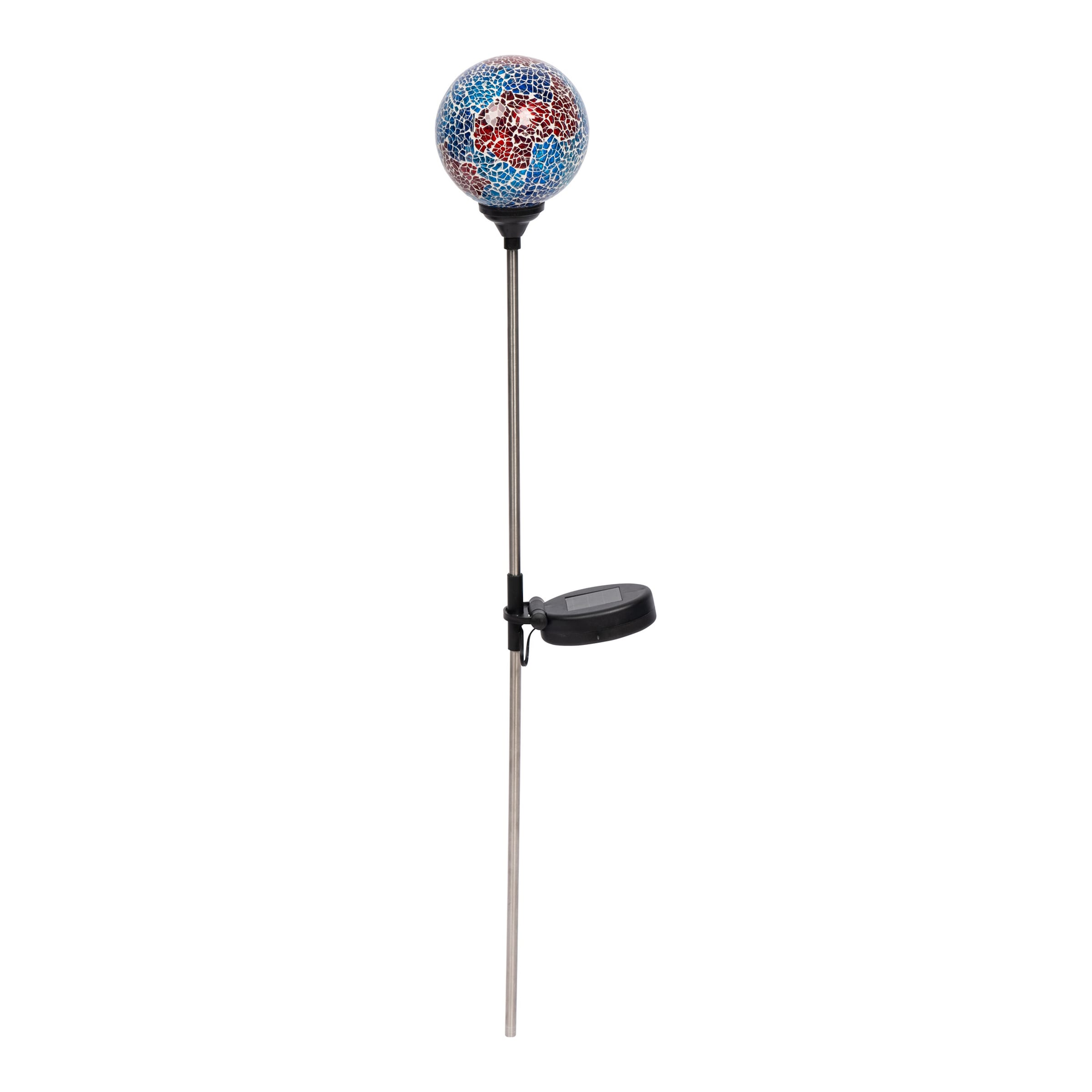 LED-Solar-Gartenstecker „Mosaik-Kugel“, blau