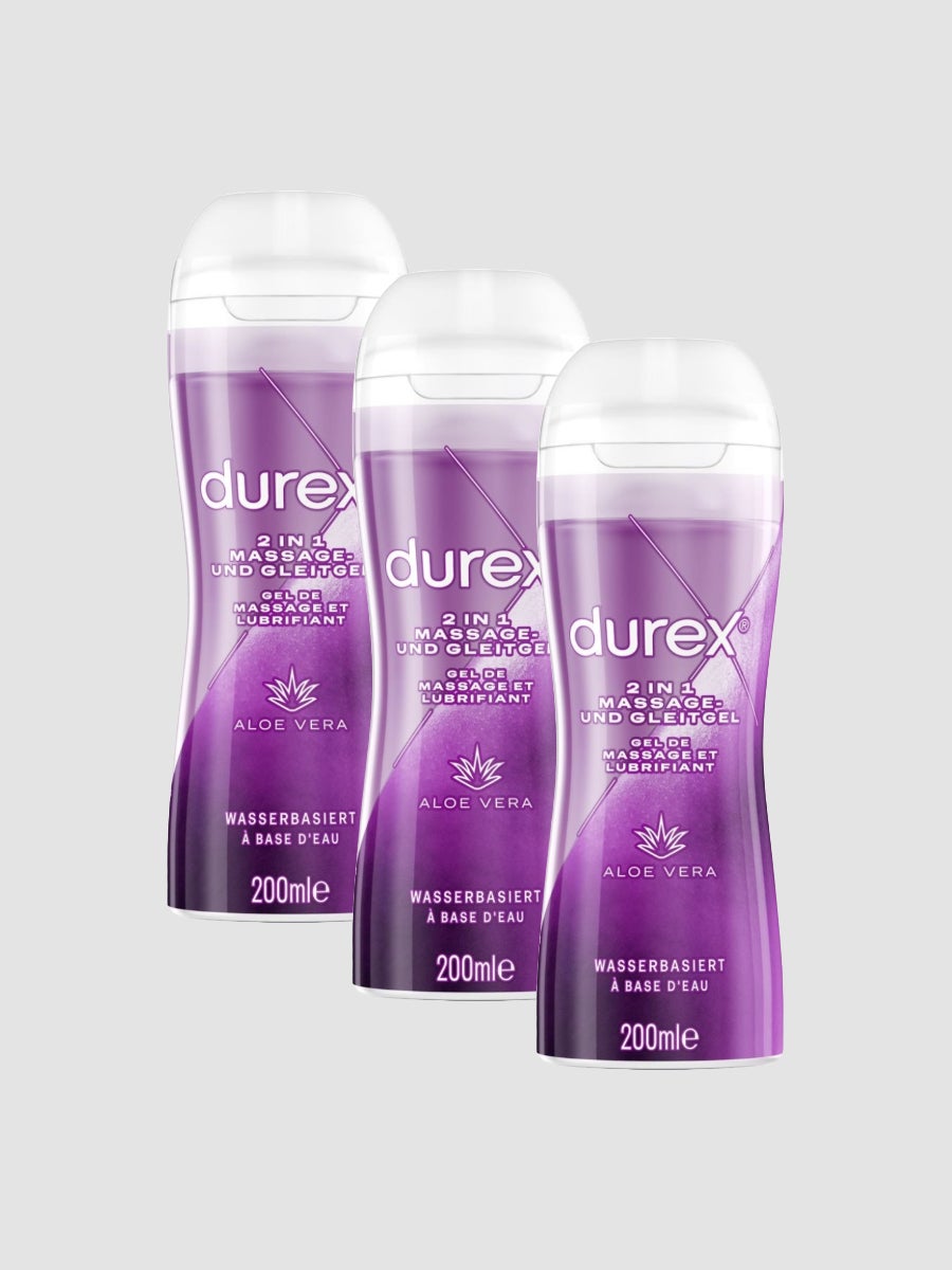 Durex 2 in 1 Aloe Vera Wasserbasiertes Massage- und Gleitgel, 3 Stück - Amorana