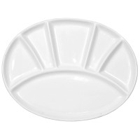Fondueteller für Gemüse und Fleisch 30x22x2.5cm, oval, weiss
