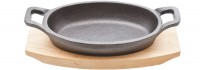 Playground Pfanne oval 2 Griffe 16cm Holzuntersetzer 15.5x10