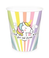 8er Set Pappbecher Einhorn 250ml