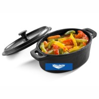 MINI Pfanne oval hoch m.Deckel Gusseisen 12.5x9.3cm h:7.5cm