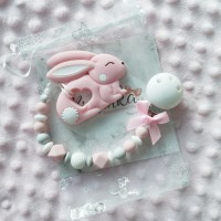 Beisskette mit Anhänger *RABBIT PINK*