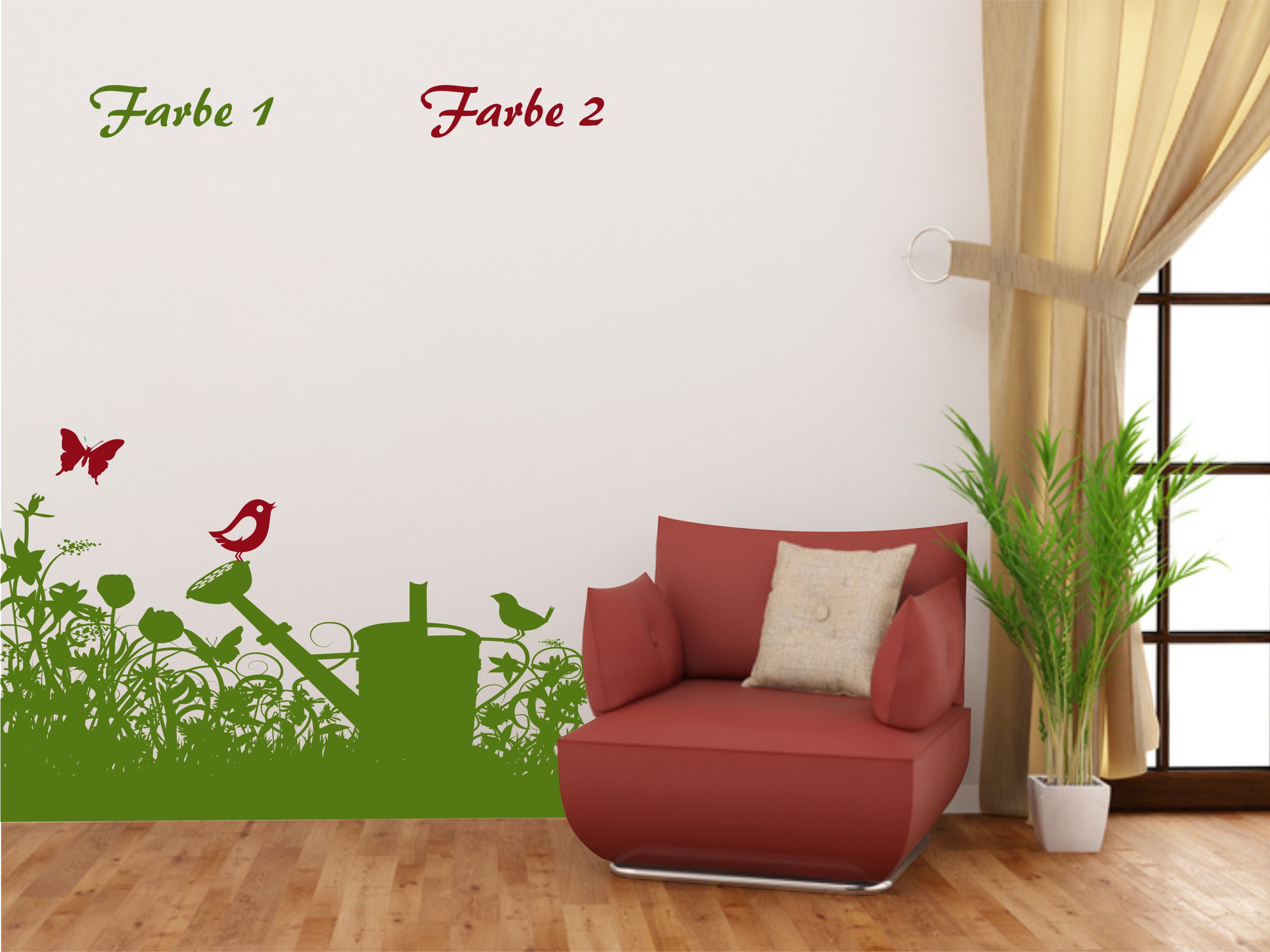 Wandtattoo Wiese Kinderzimmer, zweifarbig