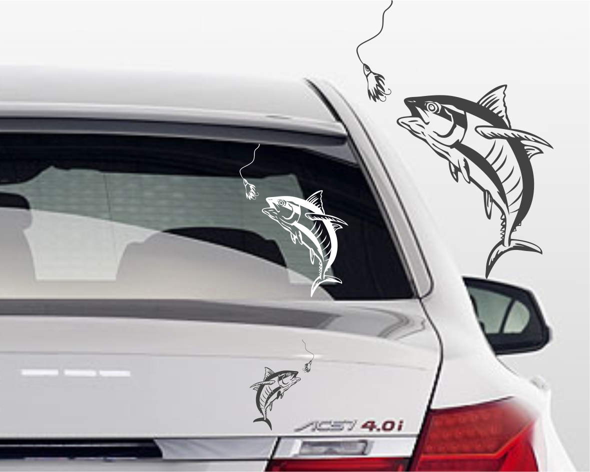 Angelaufkleber Fisch am Haken