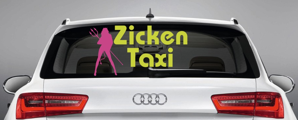 Aufkleber Auto-Sticker "Zickentaxi" zweifarbig für Heckscheiben
