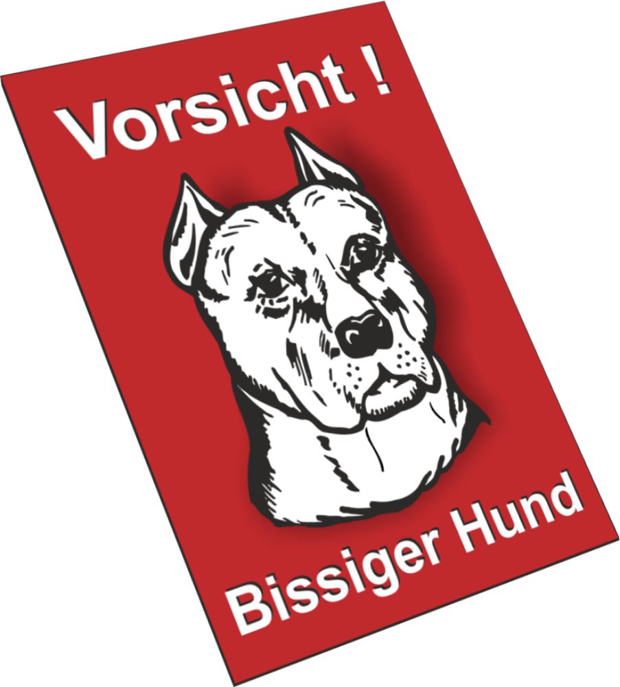Bullterrier Schild - Vorsicht Bissiger Hund!