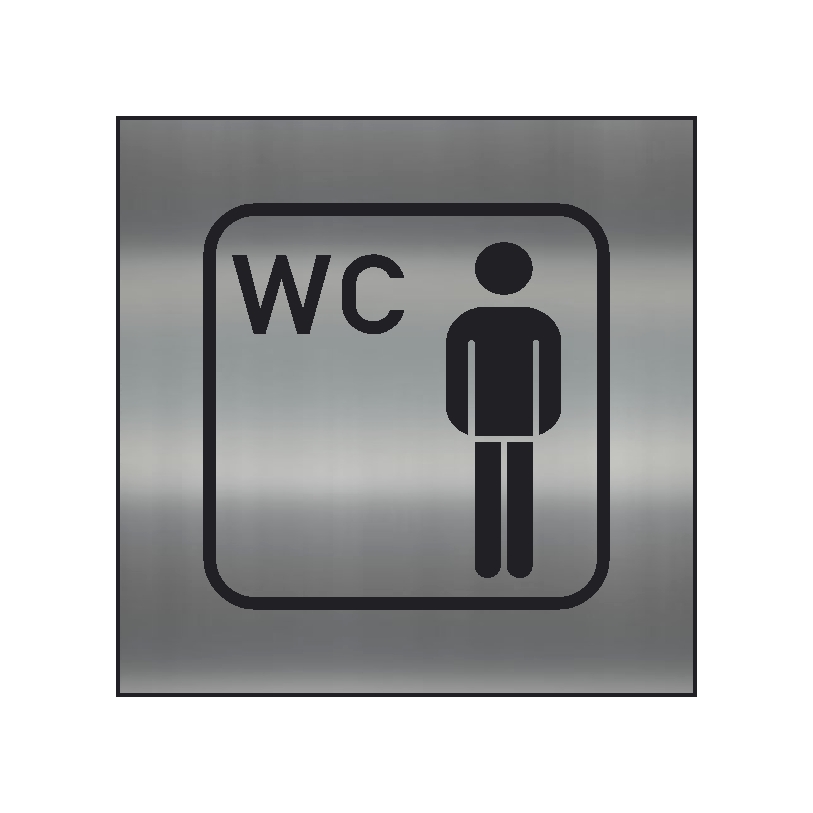 WC Hinweisschild, Herren WC Piktogramm1, silber gebürstet